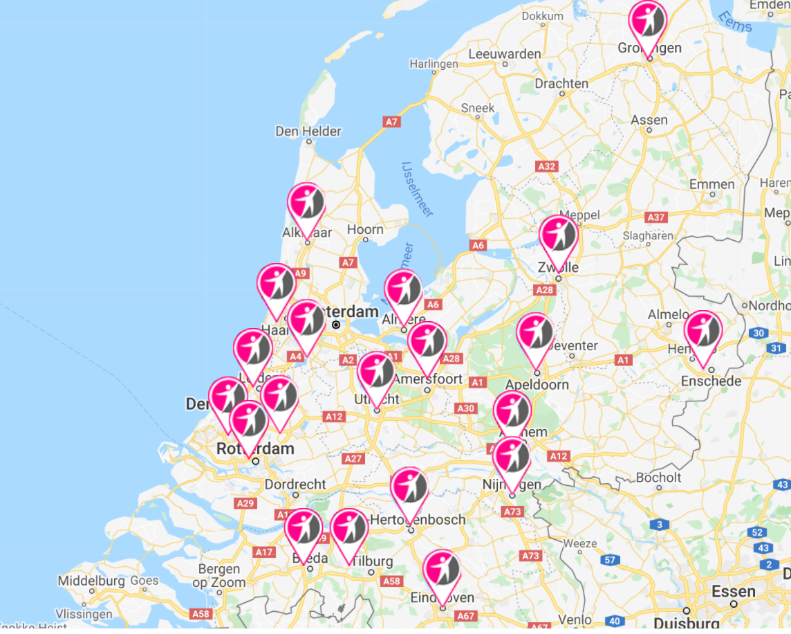 Kaartje met locaties